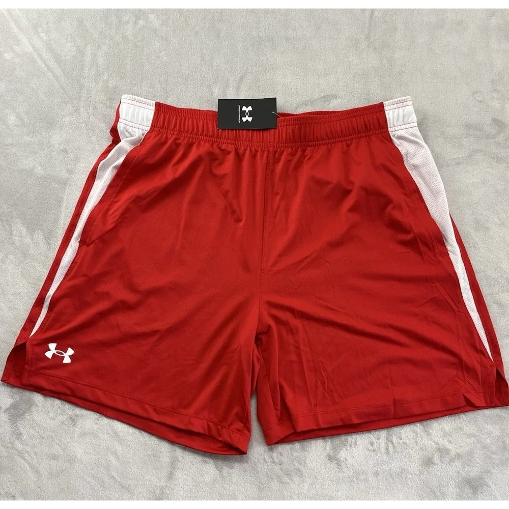 Under Armour  UA Tech Vent Shorts Men Extra Large Red White Loose Lightweight